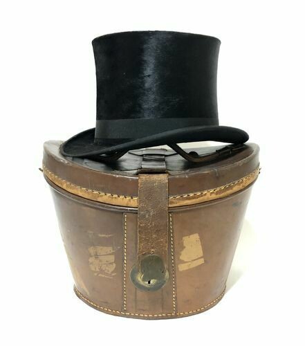 Antique Silk Top Hat in Leather Case