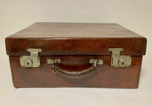 Antique Crocodile Leather Vanity Suitcase