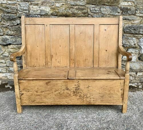 Antique Welsh Pine Box Settle