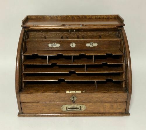 Tambour Front Oak Stationery Cabinet