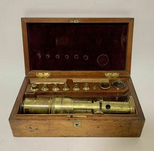 Early Antique Brass Drum Microscope