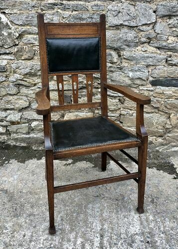 Arts and Crafts Oak High Back Chair