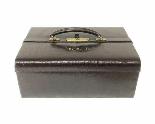 Antique Leather Gladstone Jewellery Case
