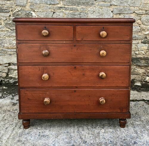 Victorian Pine Chest of Drawers Original Stain