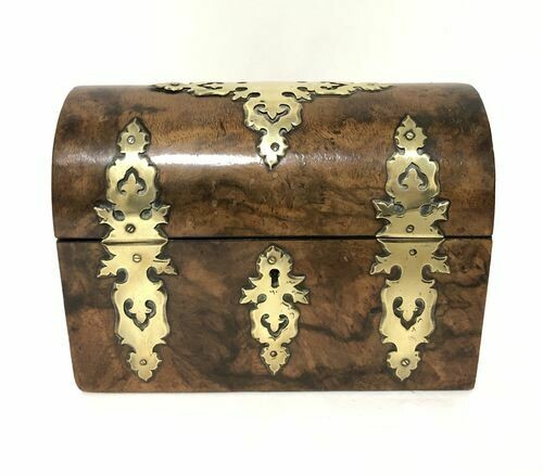 Victorian Walnut Brass Bound Stationery Box