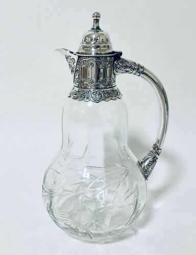 Victorian Cut Glass Silver Claret Jug