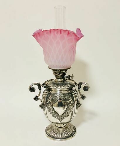 Antique Evereds Silver Plated Oil Lamp