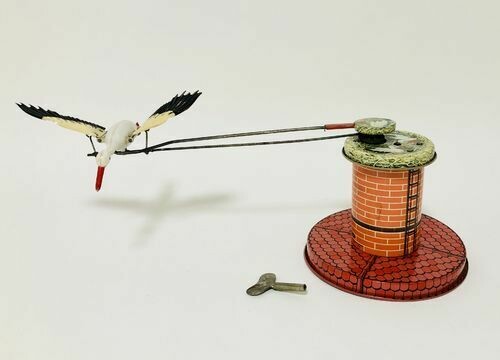 Vintage West German Clockwork Flying Stork