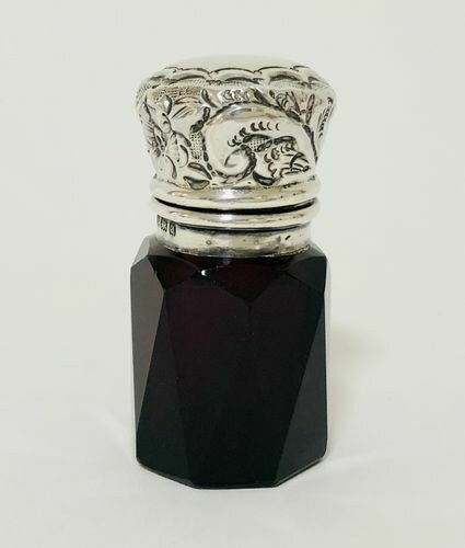 Victorian Ruby Red Glass Silver Scent Bottle