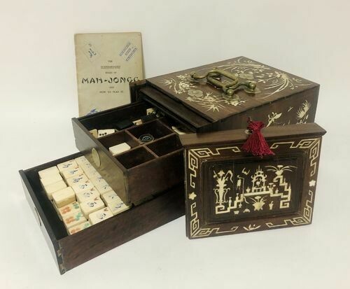 Antique Bone and Bamboo Mah Jong Set