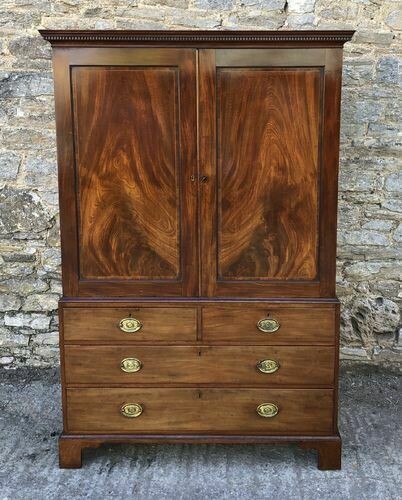 Antique Georgian Mahogany Linen Press