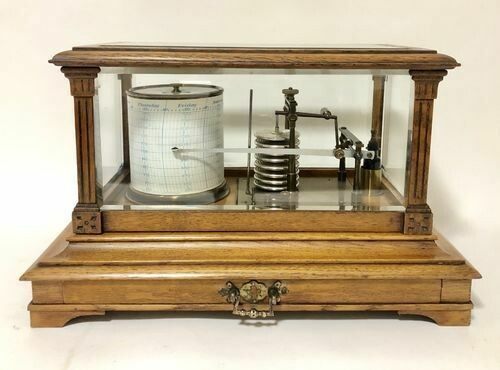 Antique Short and Mason Oak Barograph