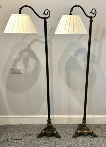 Pair of Antique Brass Standard Reading Lamps
