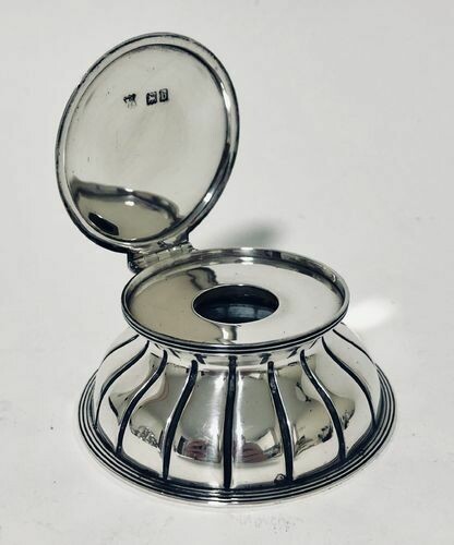 Antique Victorian Silver Capstan Inkwell