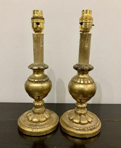 Pair of Small Gilt Table Lamps