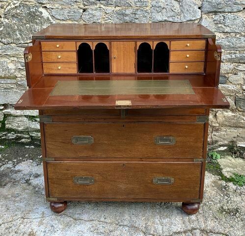 Antique Mahogany Campaign Secretaire