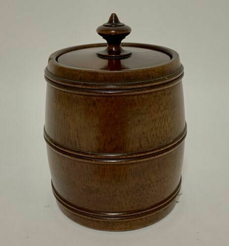 Antique Treen Tobacco Jar Barrel