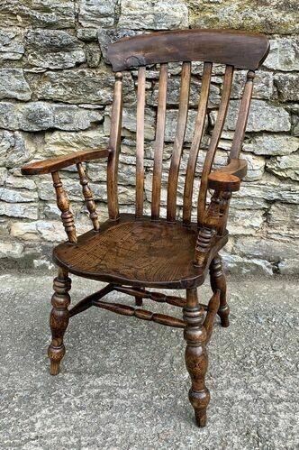 Antique Farmhouse Lathe Back Chair