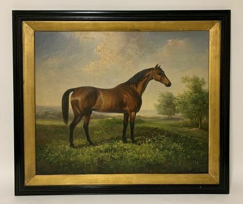 19th Century Oil on Canvas of a Bay Horse