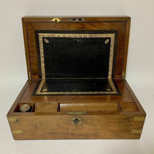 Victorian Walnut Brass Bound Writing Slope