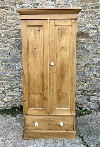 Narrow Antique Pine Wardrobe