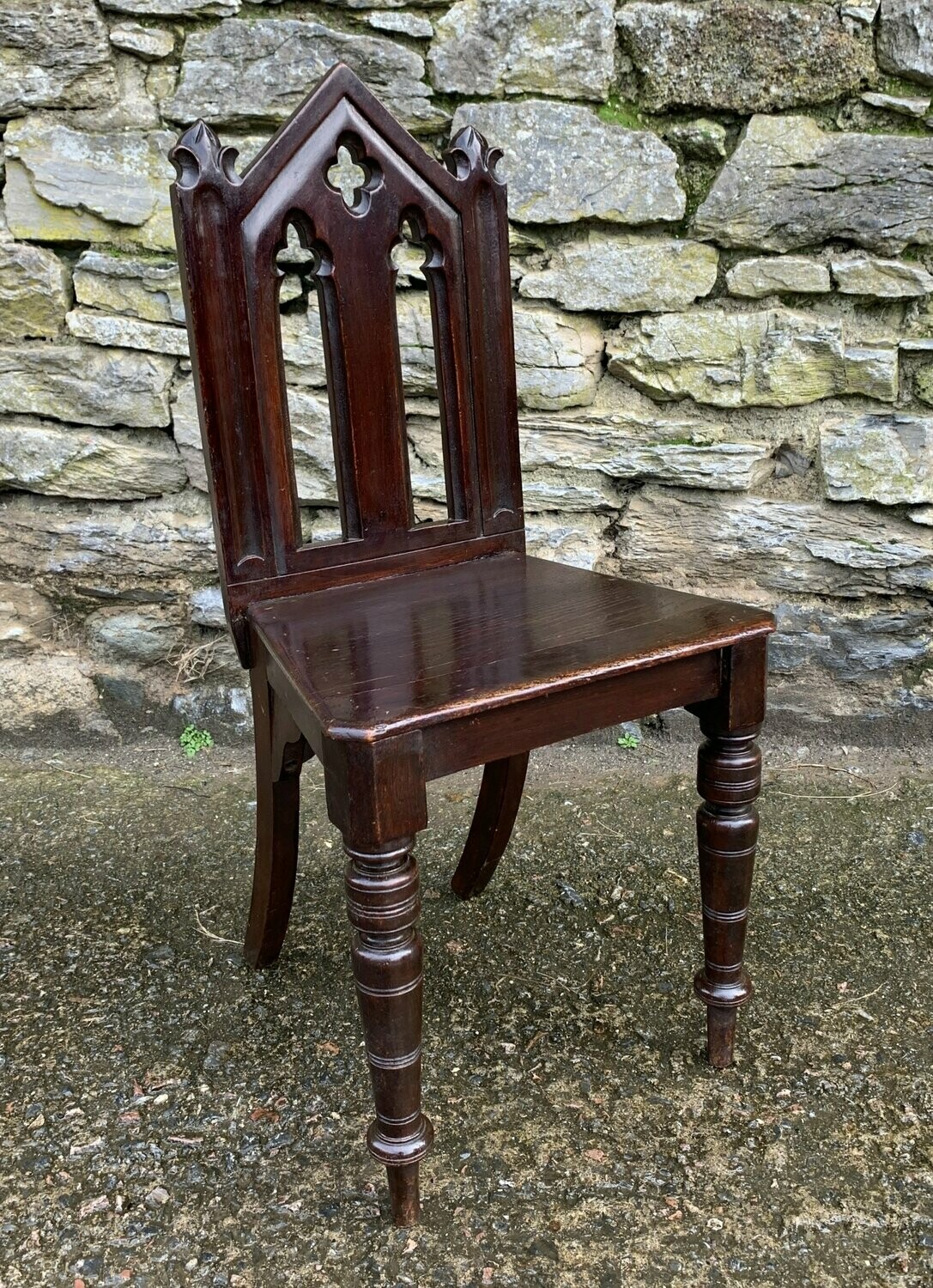 Antique Gothic Oak Hall Chair