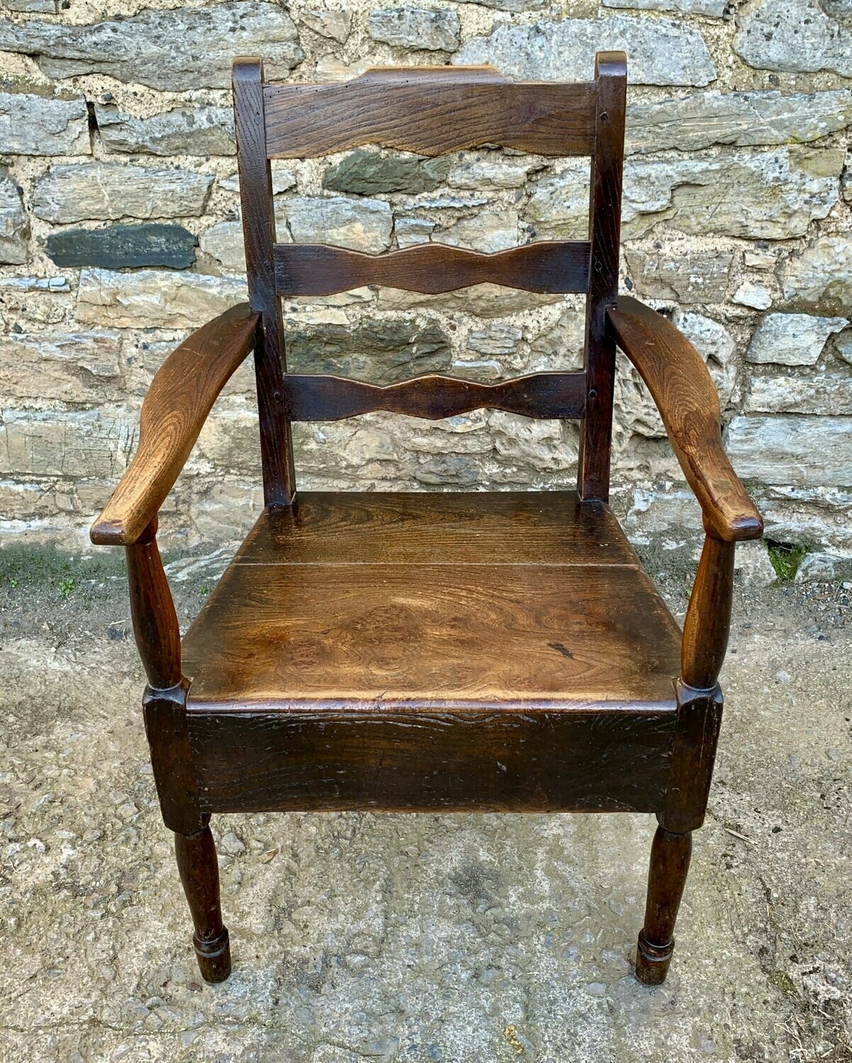 Antique Welsh Oak and Elm Ladderback Chair