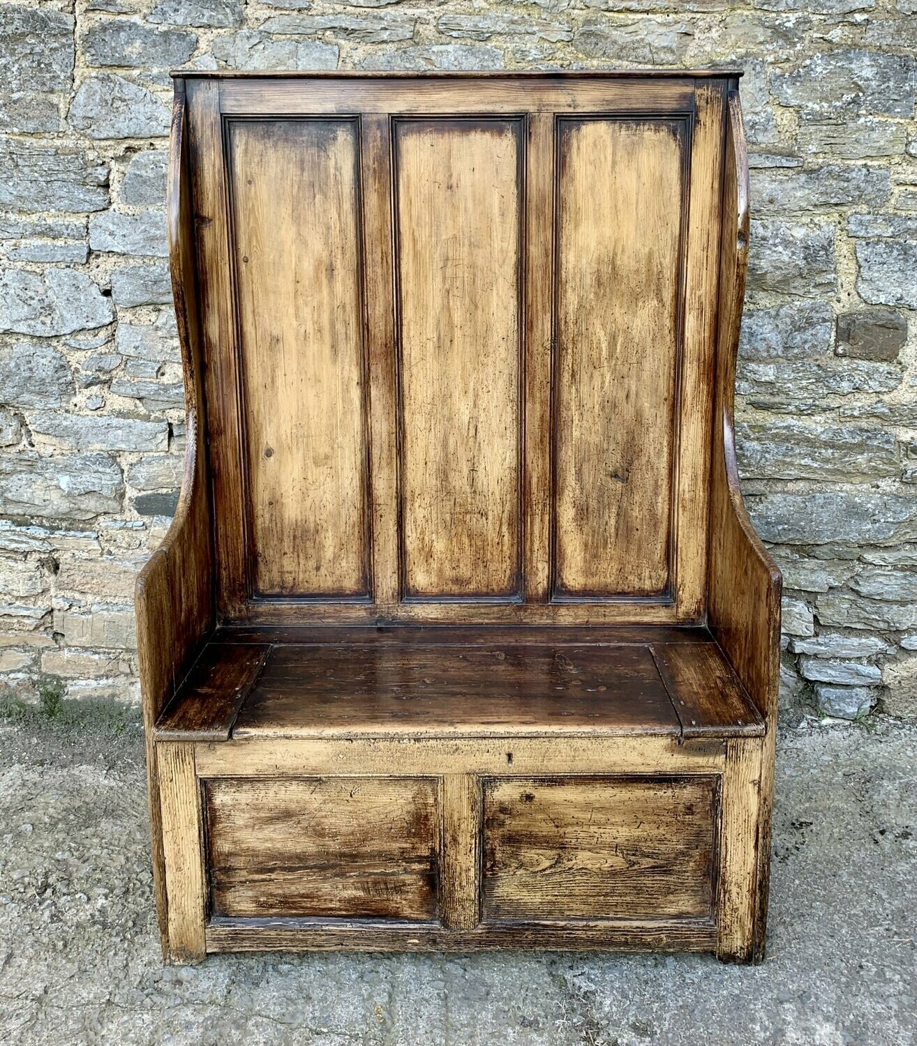 Antique Pine Box Settle