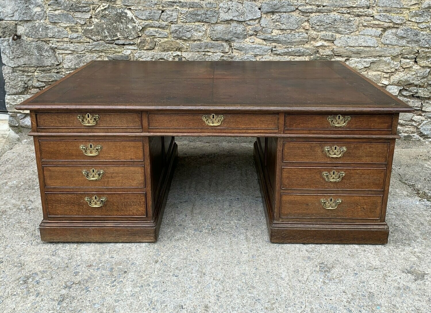 Huge Victorian Oak Partners Desk