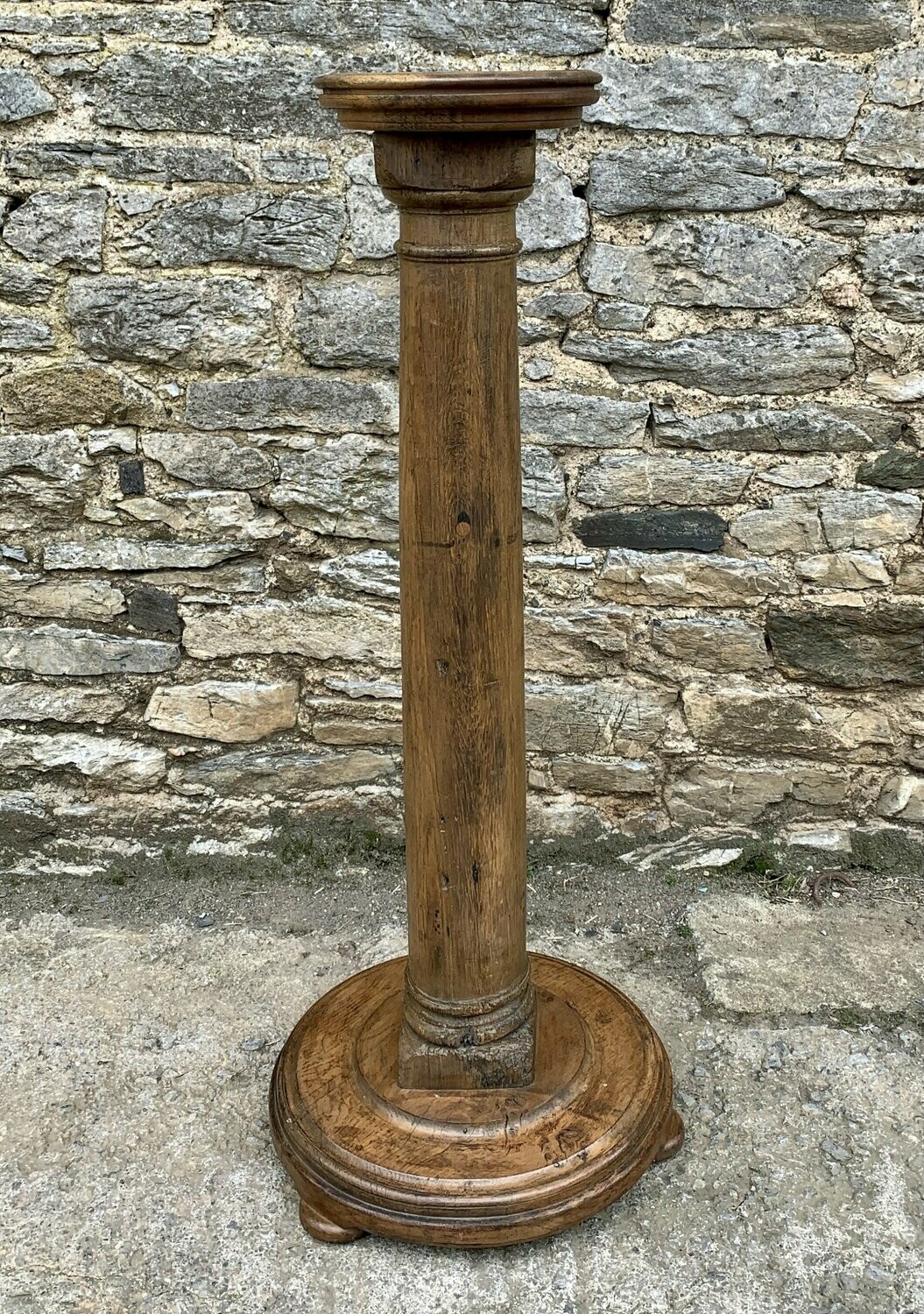Large Antique Oak Torchere