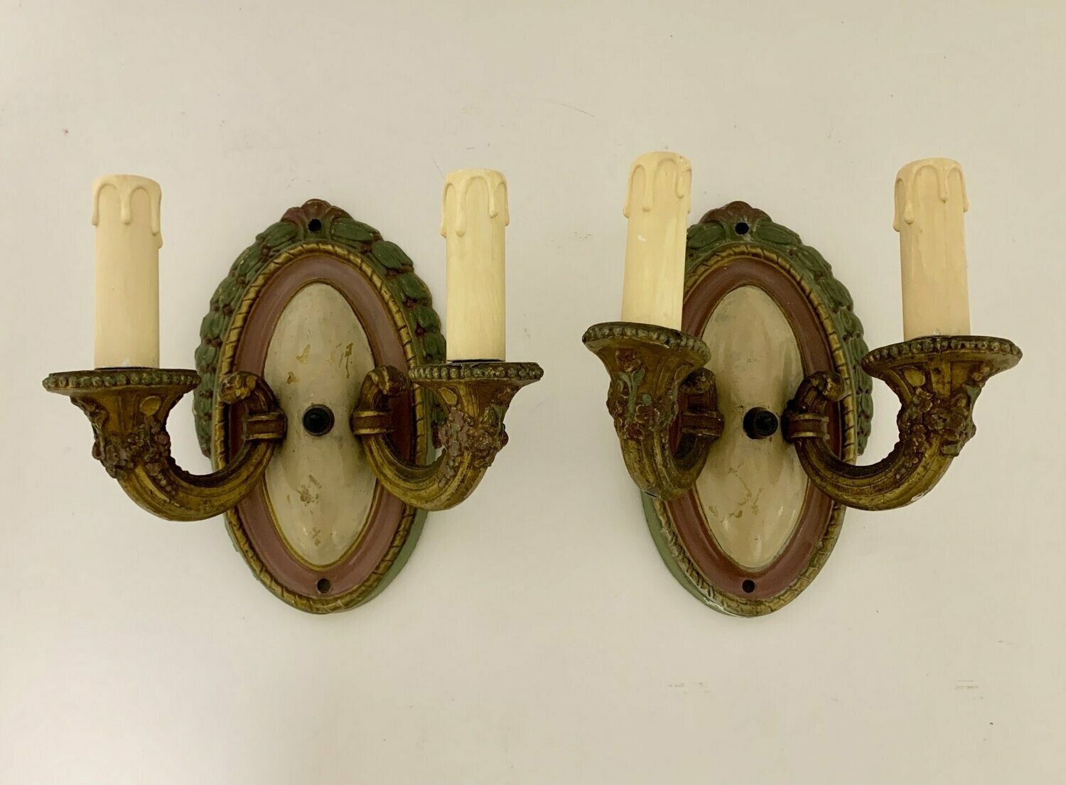 Pair of Antique Toleware Wall Lights
