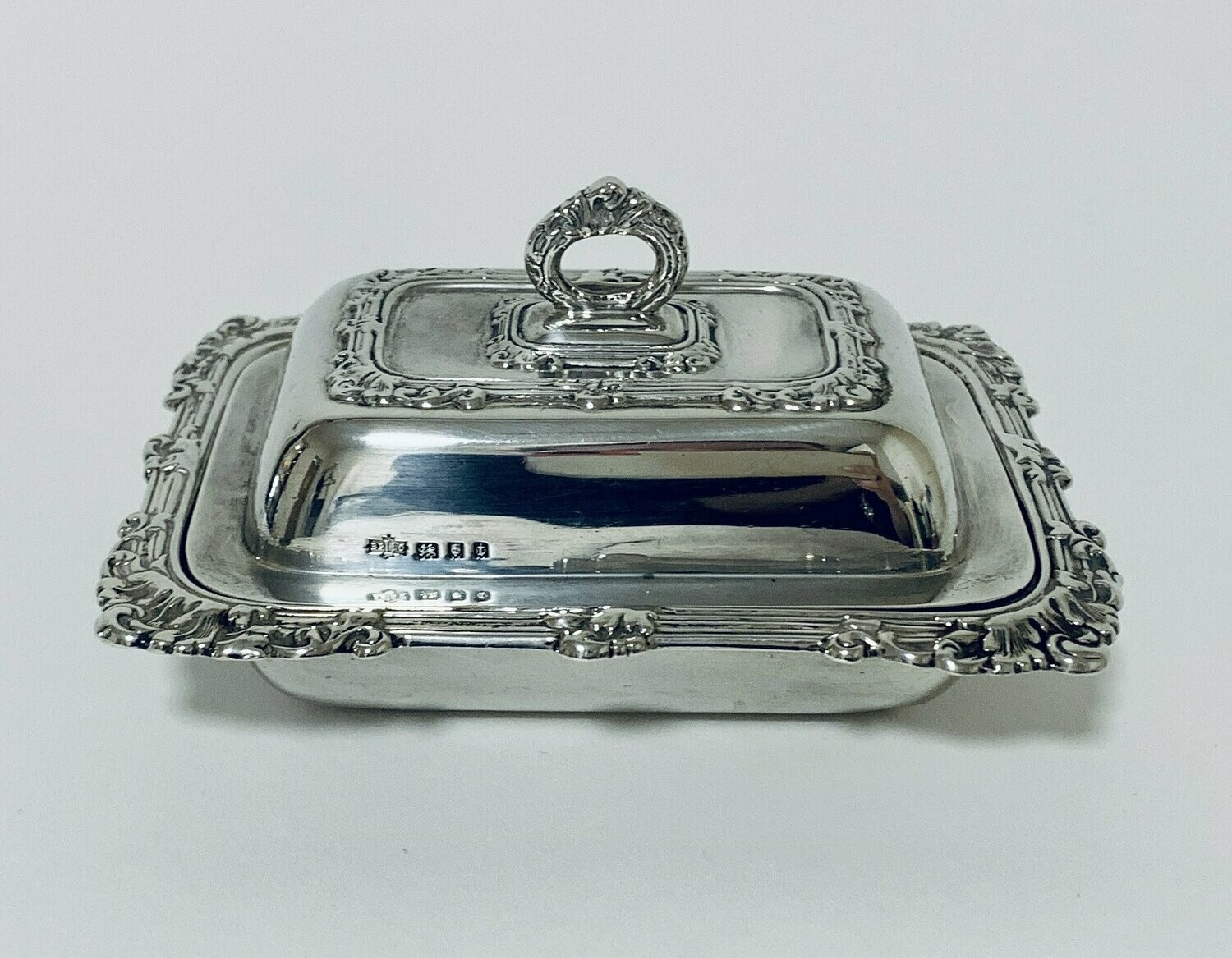 Antique Silver Butter Dish and Cover