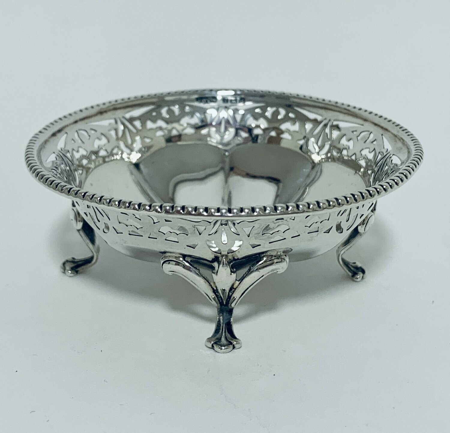 Antique Solid Sterling Silver Pierced Bonbon Dish