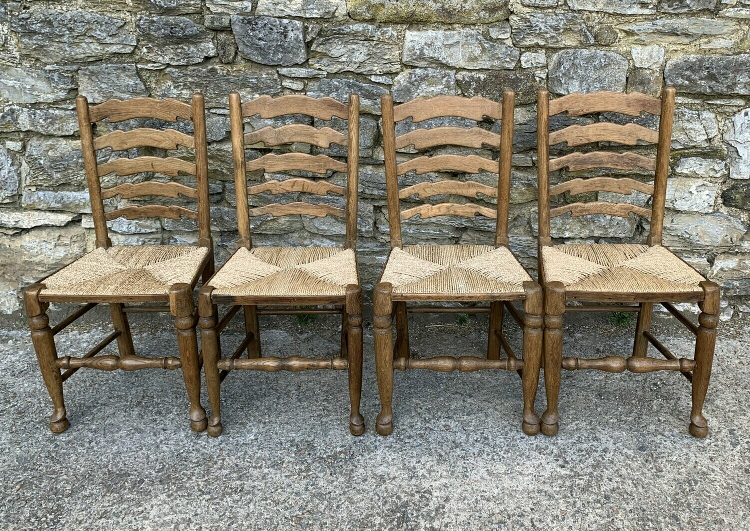 Set of 4 Oak Ladderback Chairs