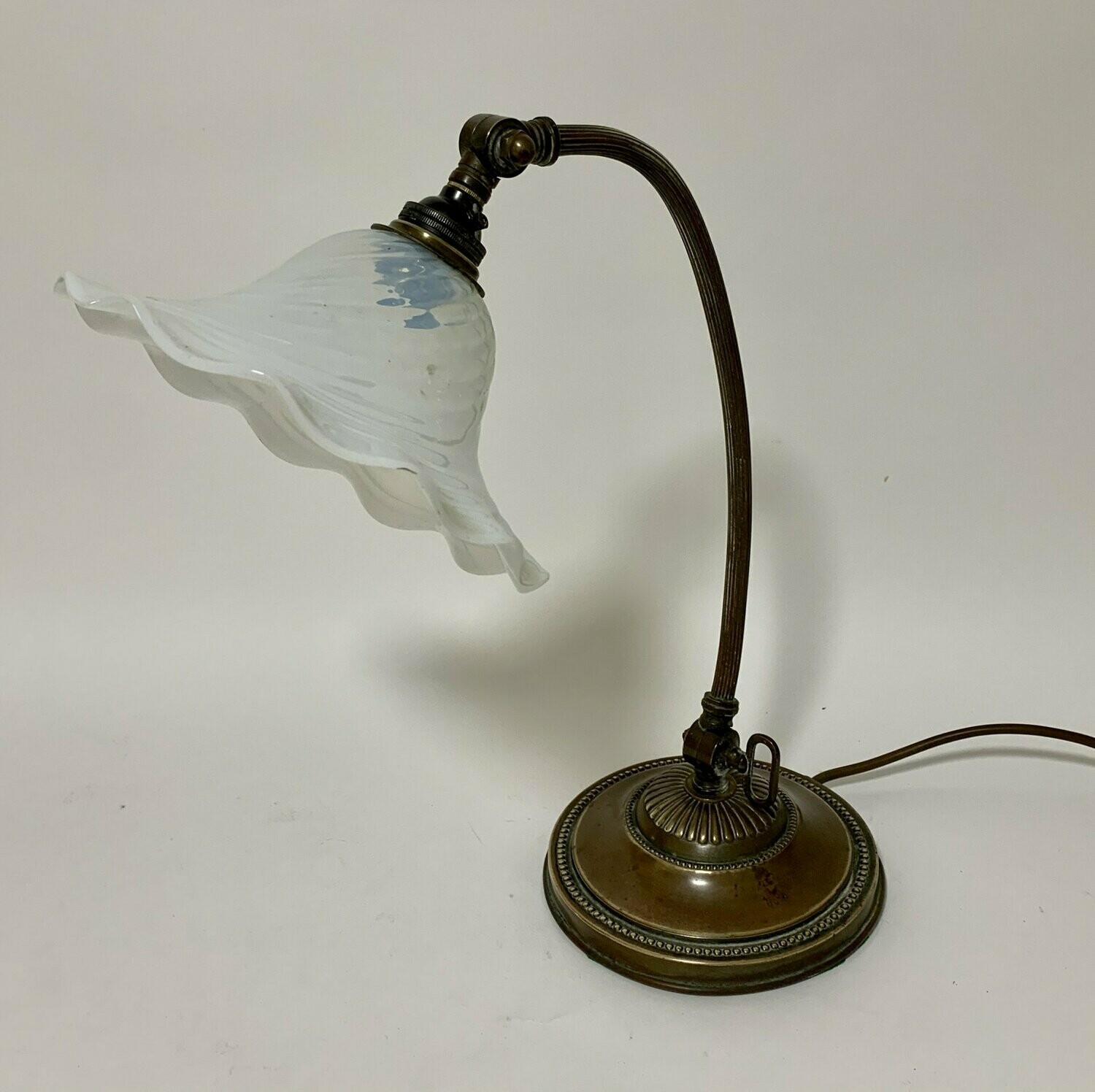 Antique Desk Lamp with Vaseline Shade