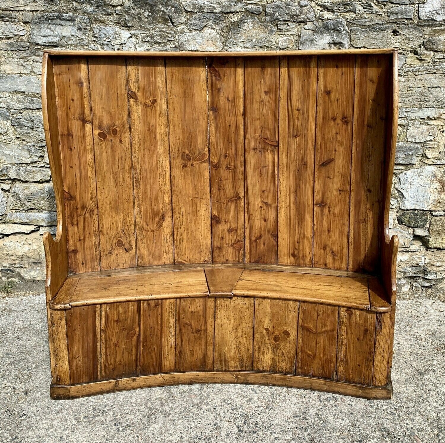 Large Antique Pine Box Settle