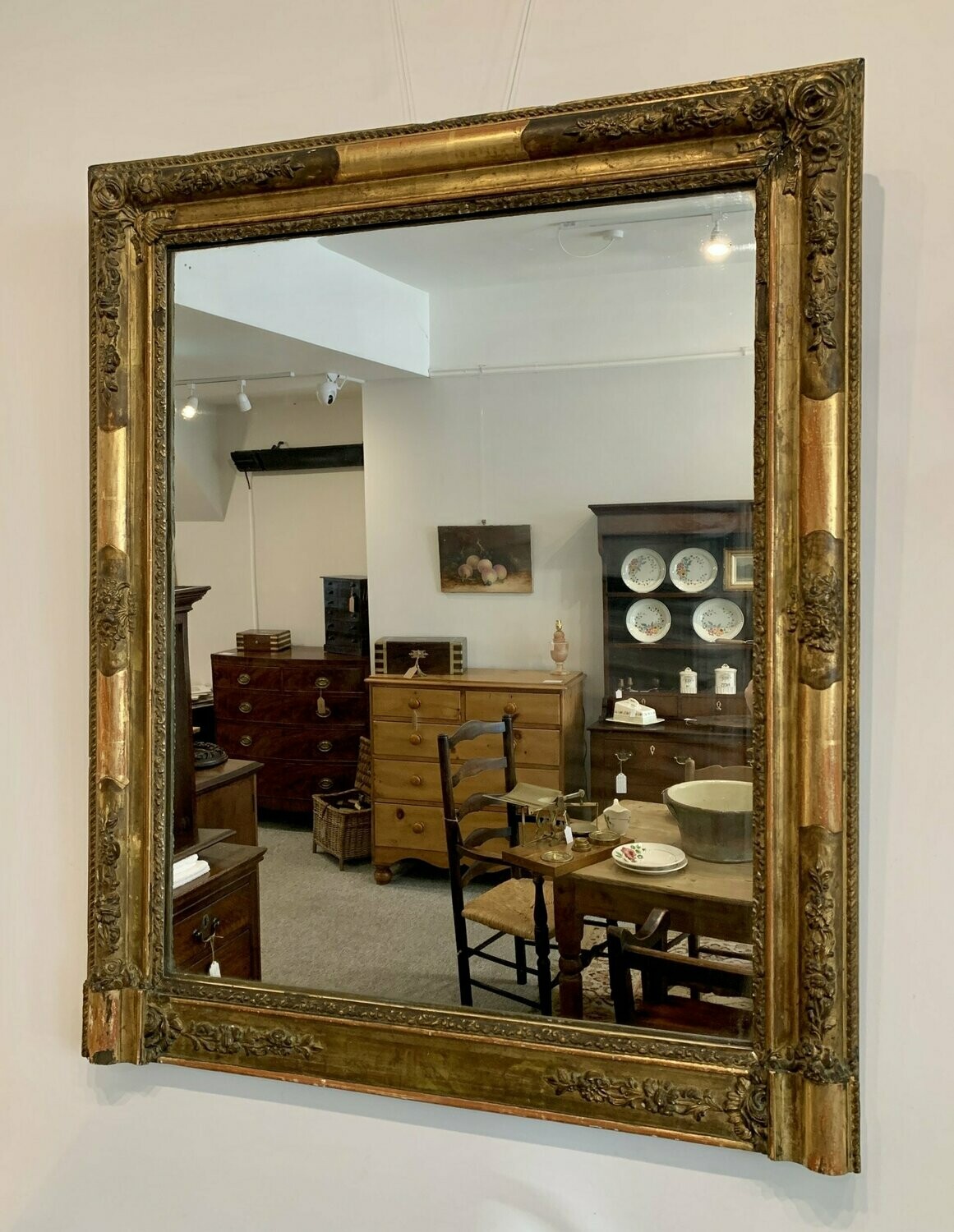 Large Antique French Gilt Mirror