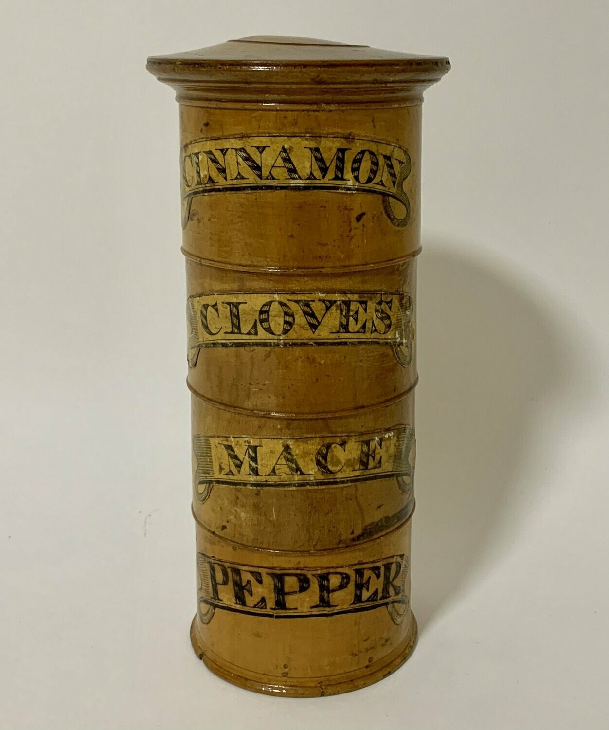 Antique Treen Sycamore Spice Tower
