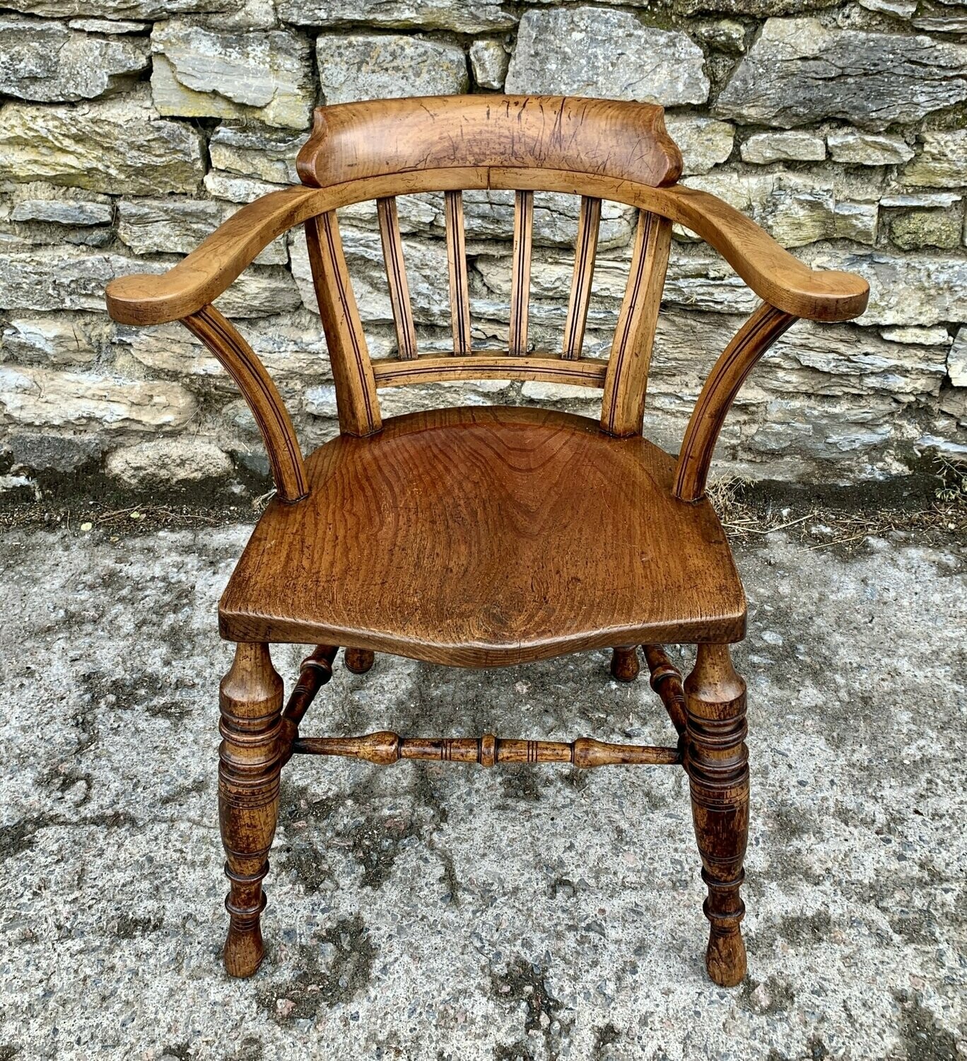 Antique Beech and Elm Captains Chair