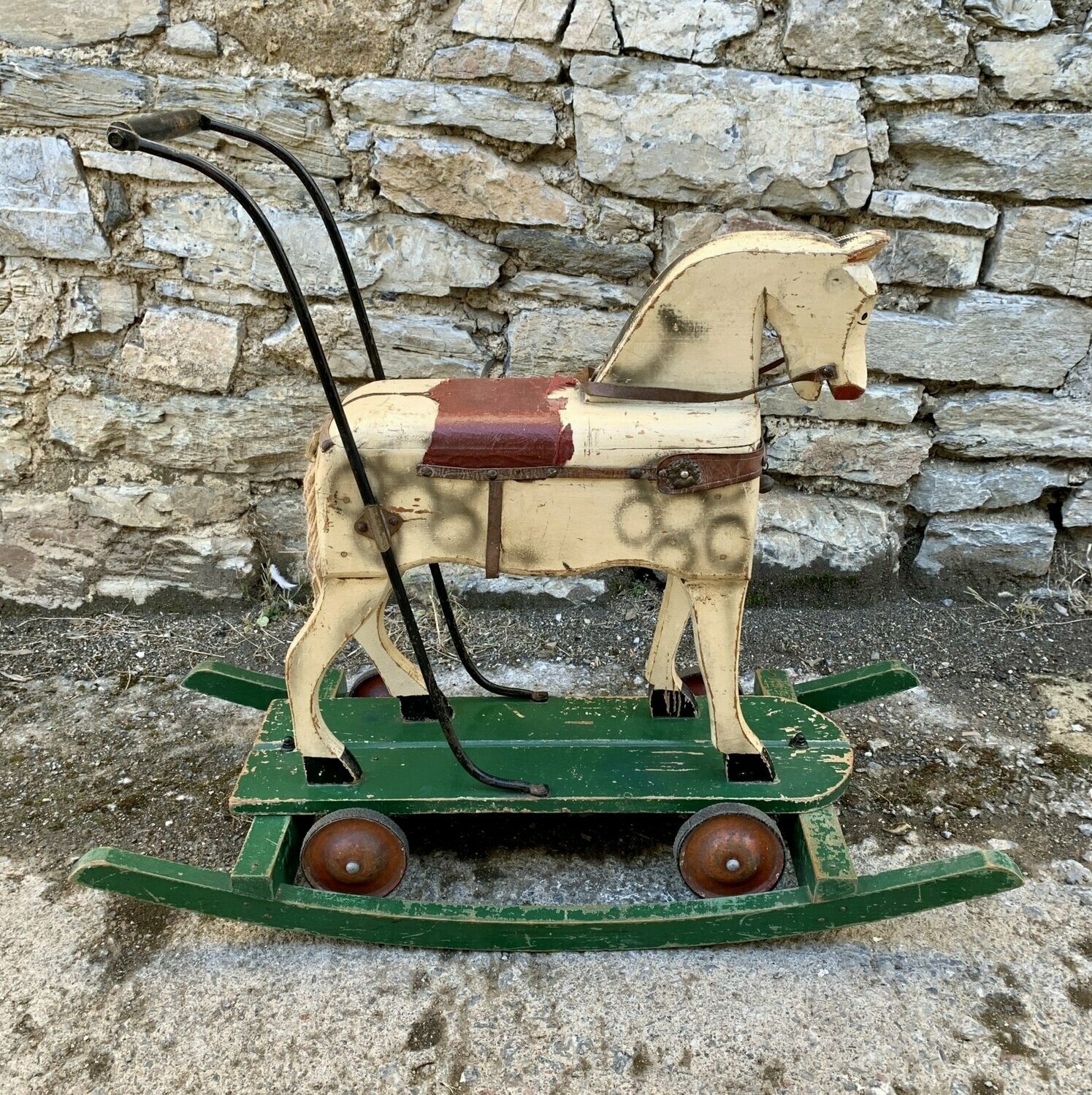 Antique Push Along Rocking Horse Toy