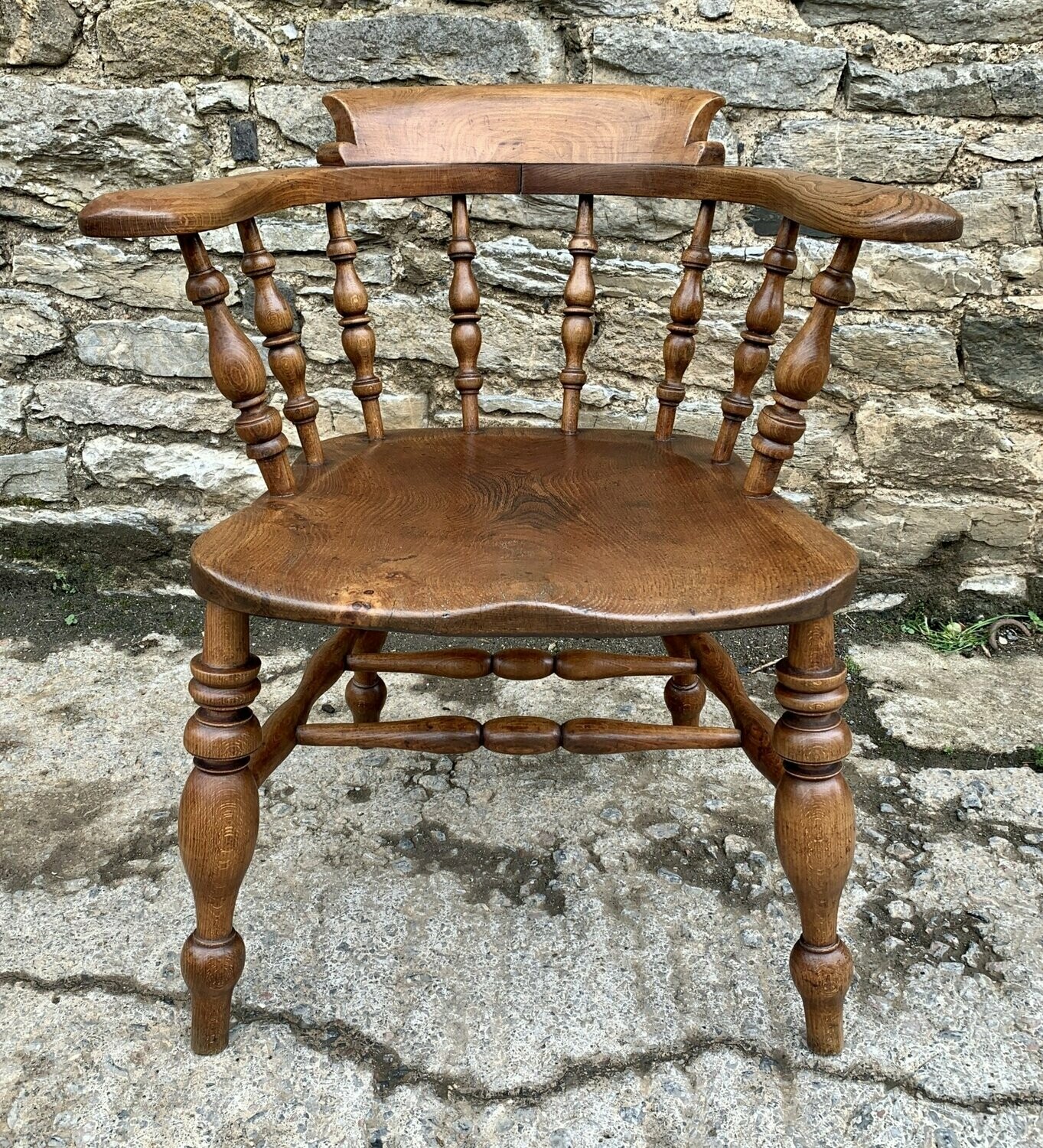 Antique Elm Captains Chair