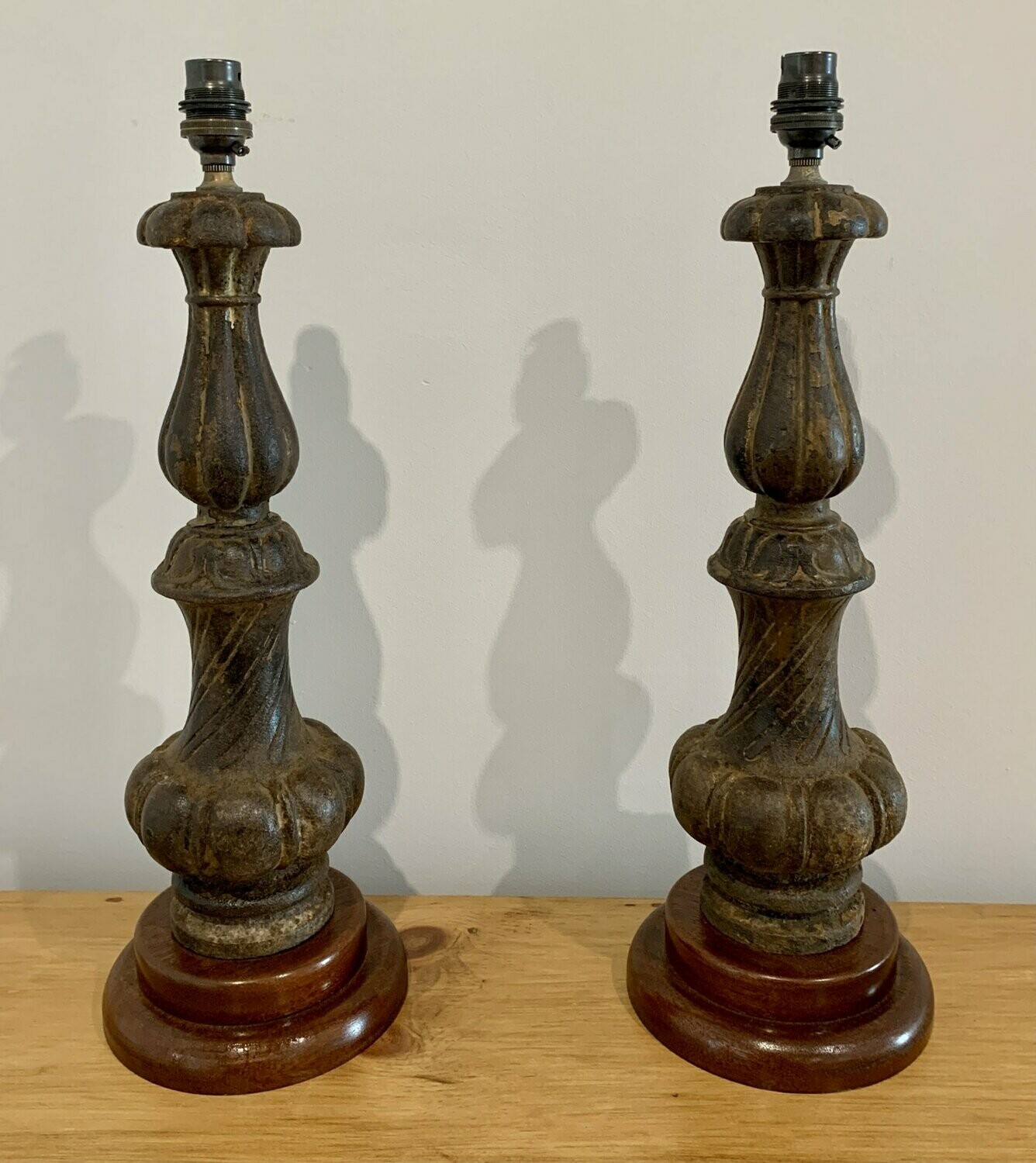 Pair of Decorative Antique Cast Iron Finial Lamps