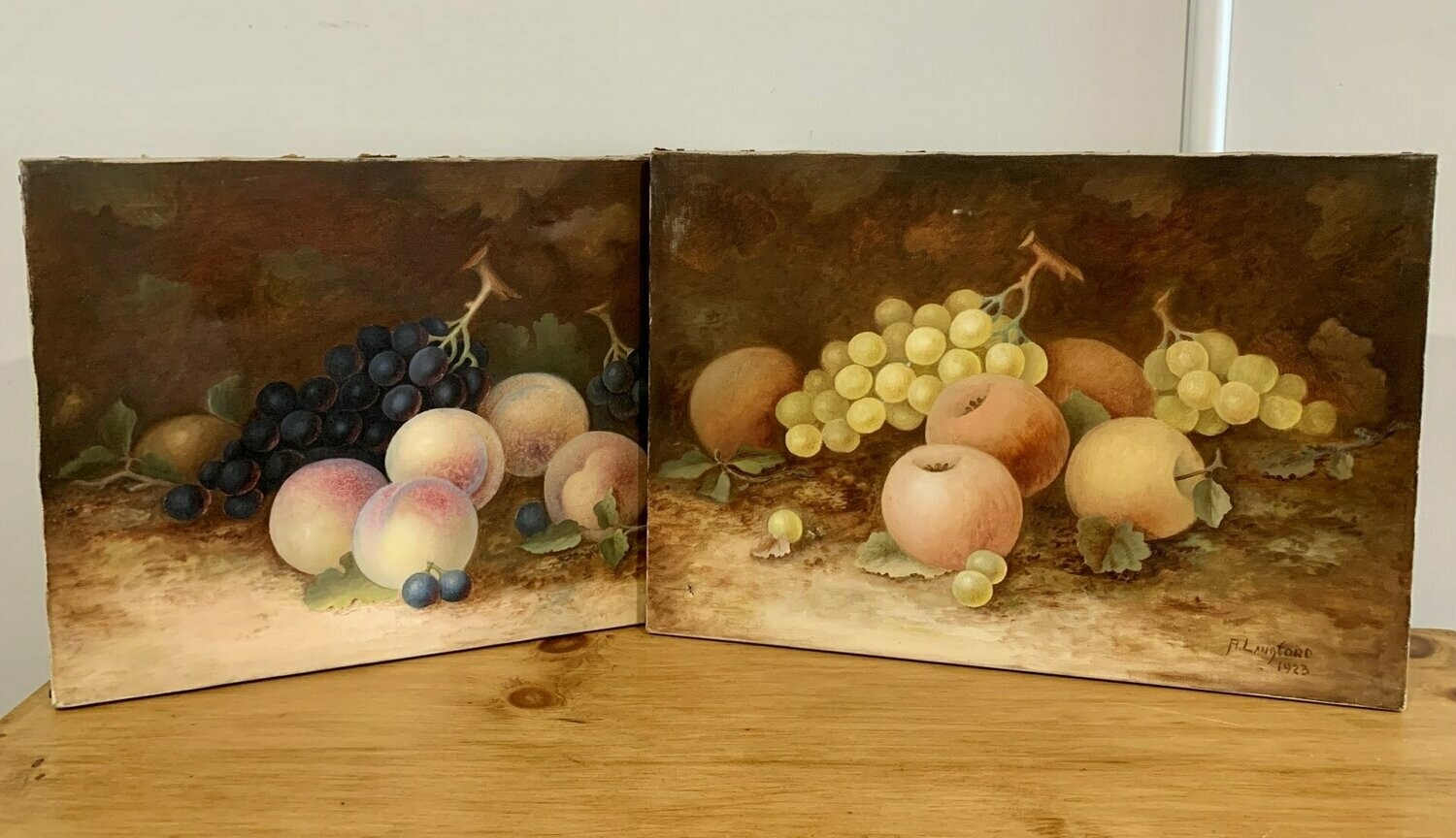 Pair of Still Life Oil on Canvas
