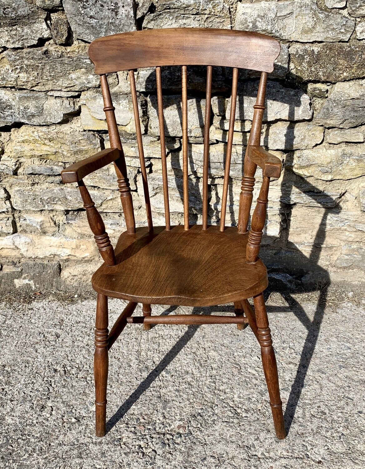 Antique Stick Back Farmhouse Chair with Elm Seat