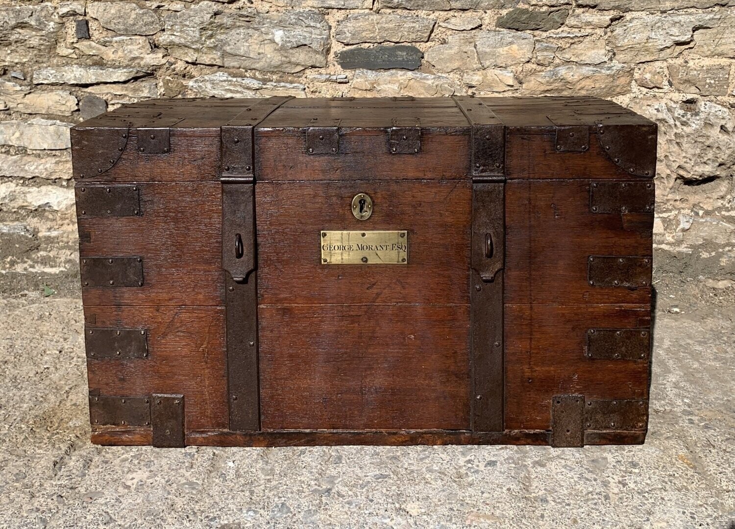 Georgian Oak Strapped Silver Chest
