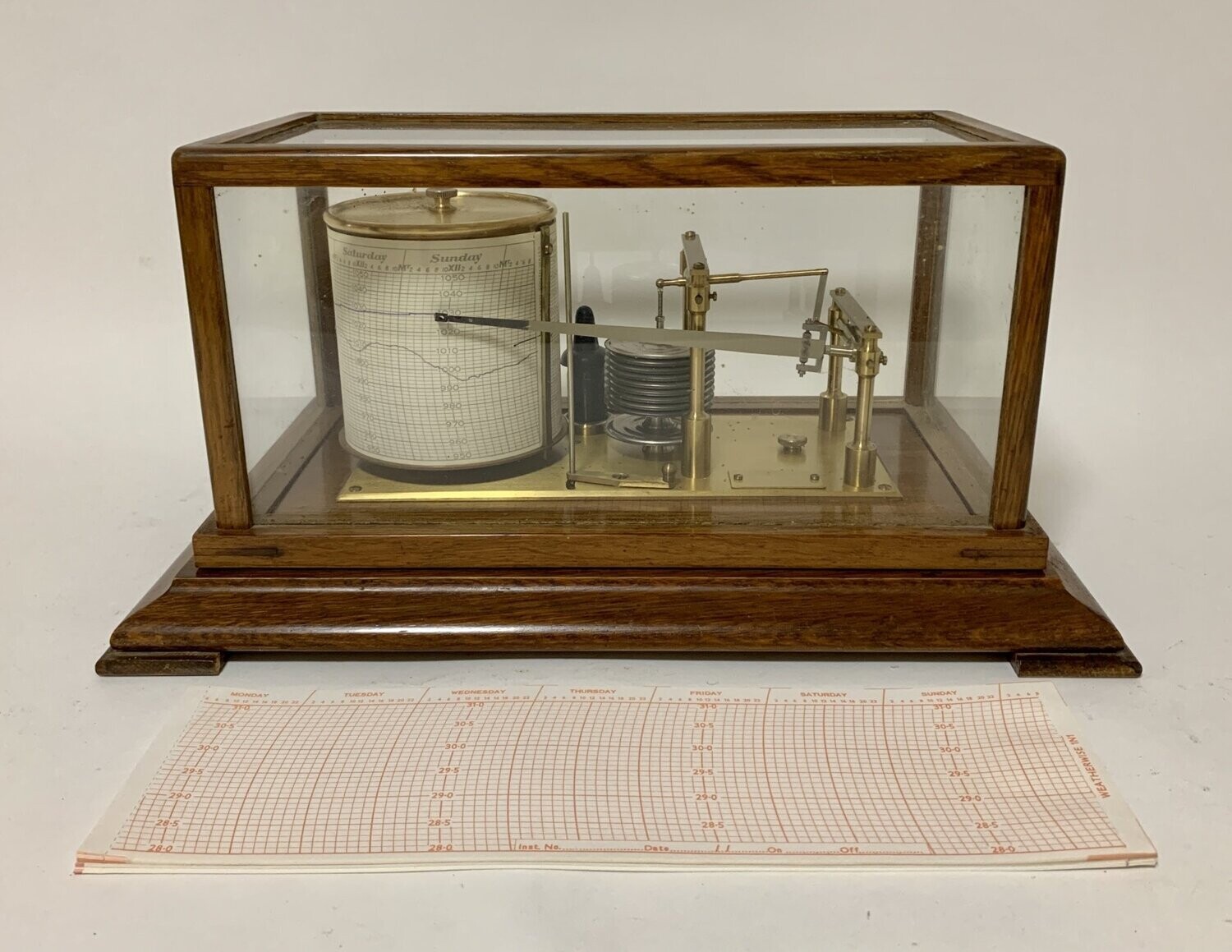 Oak Cased Drum Barograph