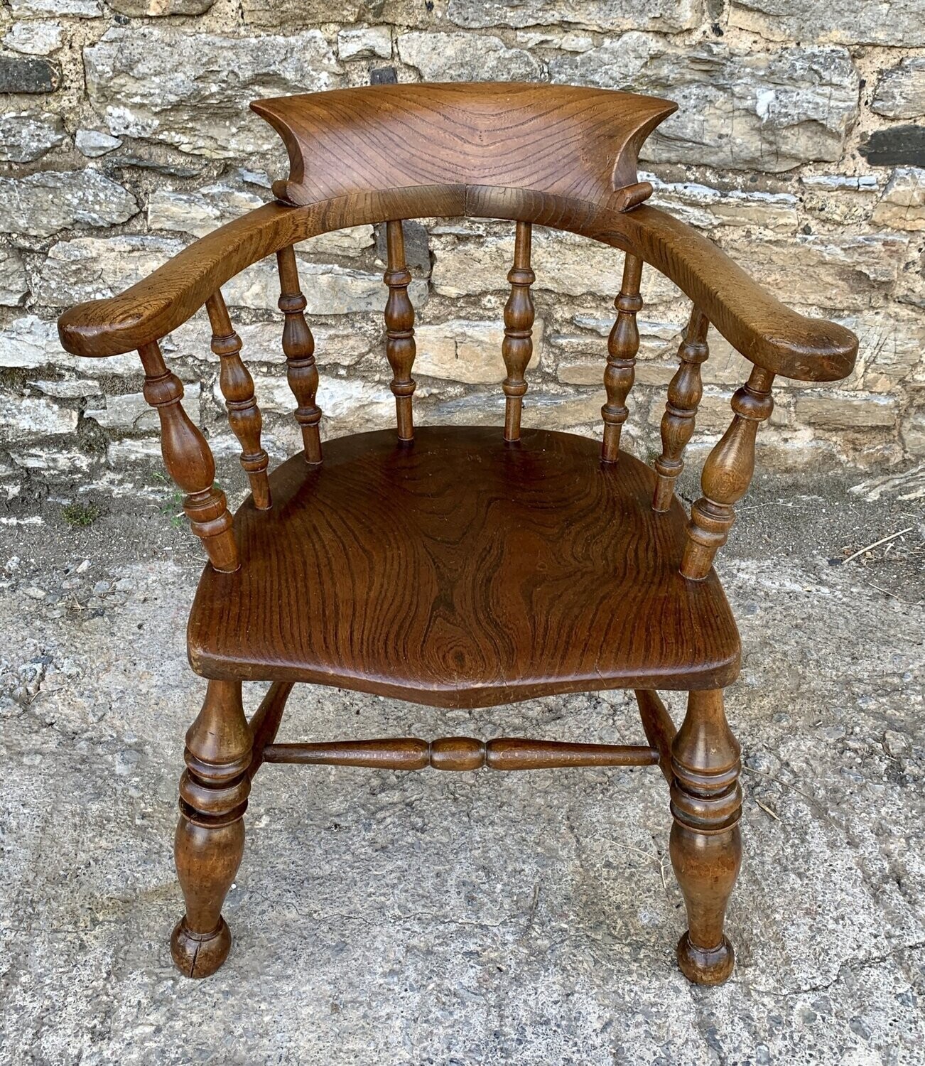 Antique Elm Captains Chair