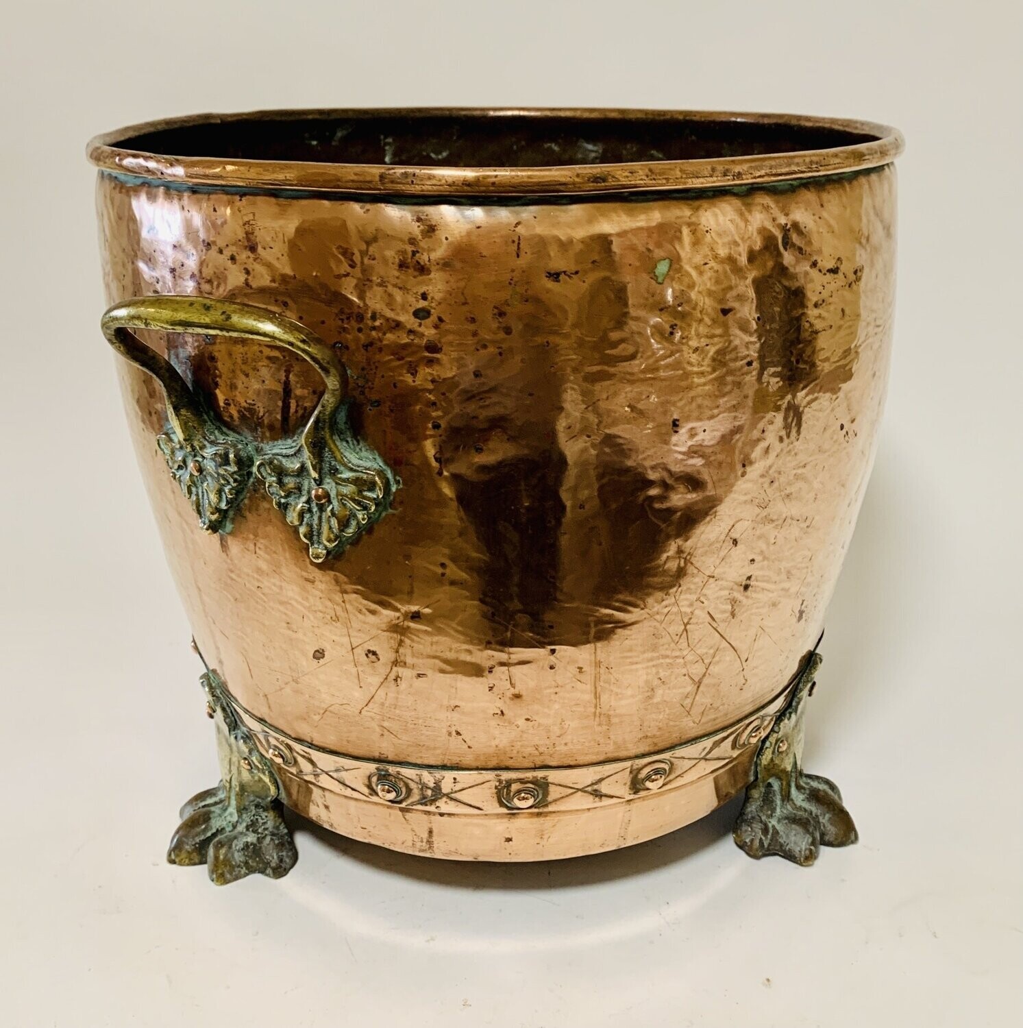 Antique Riveted Copper Coal/Log Basket