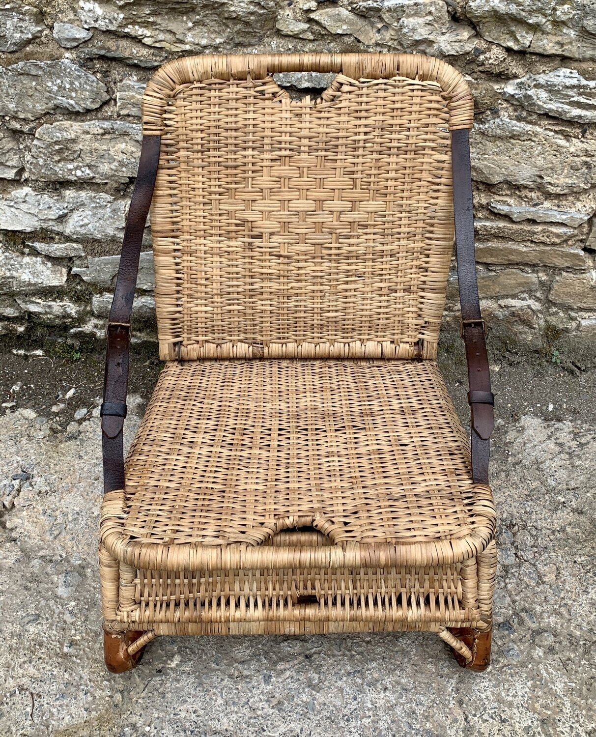 Vintage Wicker Folding Canoe Chair