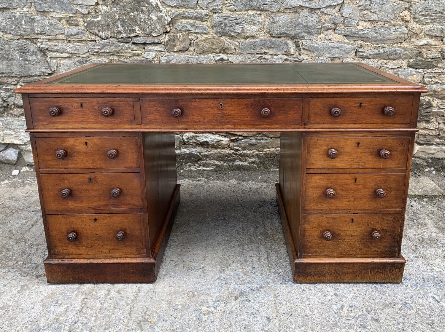 Victorian Oak Pedestal Desk